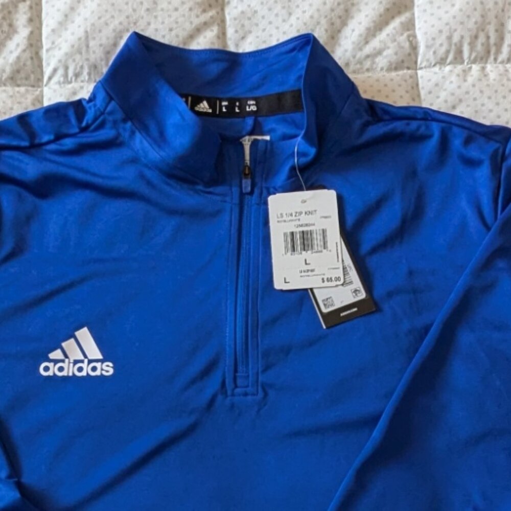 adidas  long sleeved 1/4 Zip knit shirt - Picture 2 of 9